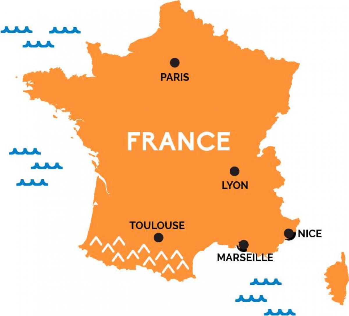 Mapa de Tolouse y Lyon